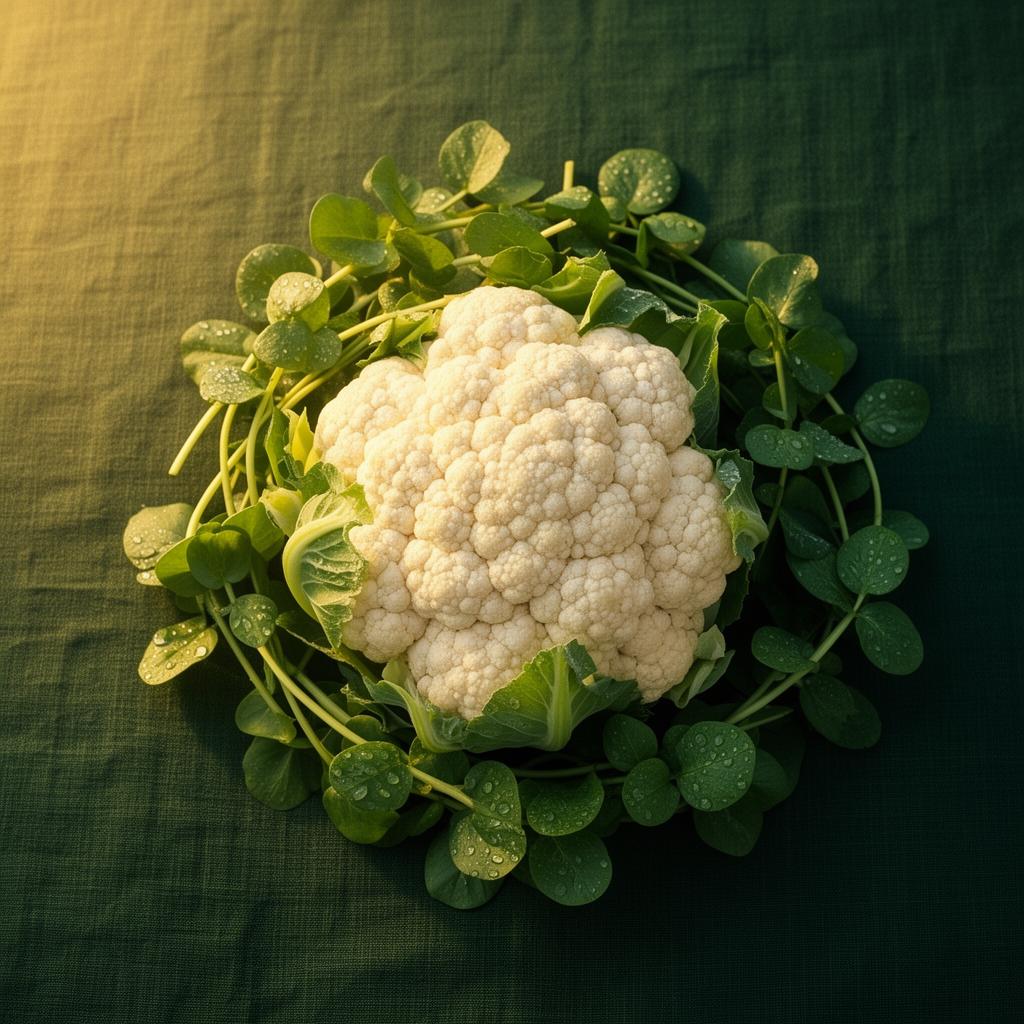 Fresh cauliflower and watercress